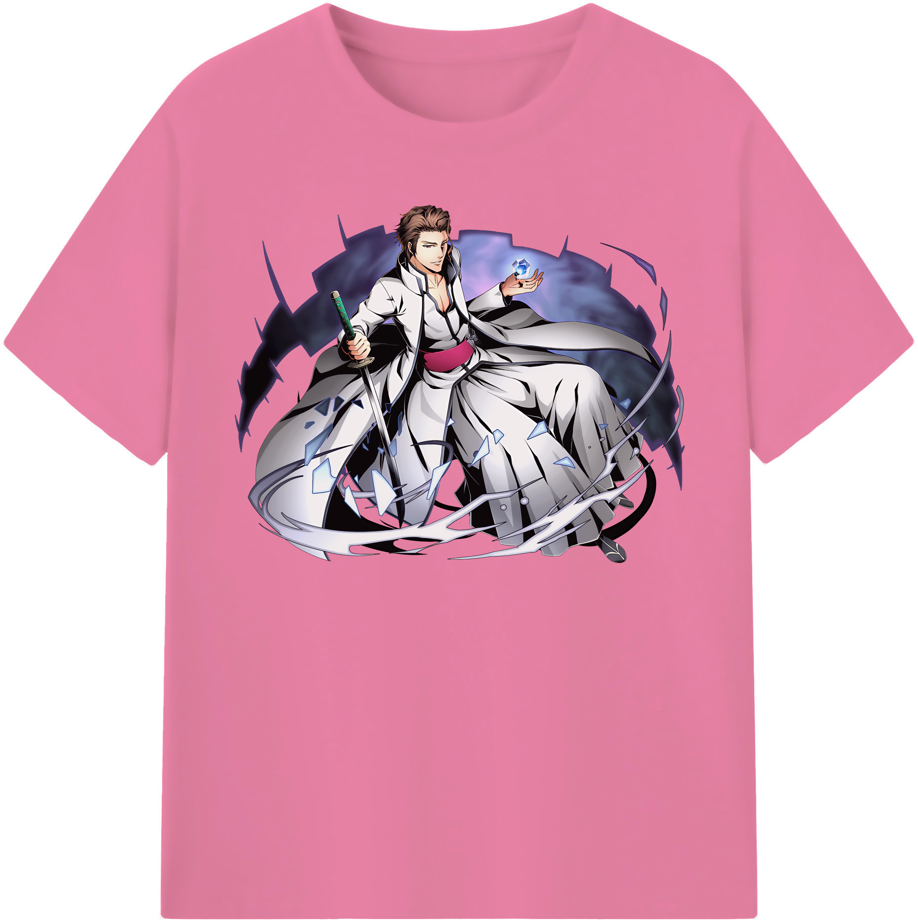 （画像用） ブリーチ 藍染 惣右介（あいぜん そうすけ） BLEACH Aizen Sousuke 綿100％半袖Tシャツ（フロントプリント）